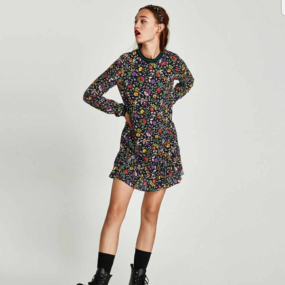 Zara Floral Print Dress Size XS
